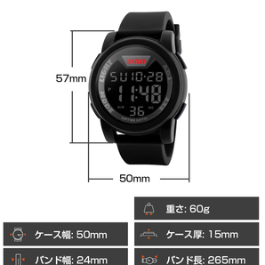 50m防水 ダイバーズウォッチ デジタル腕時計 スポーツ登山ジョギング ストップウォッチ アーミーグリーン シンプルの画像8