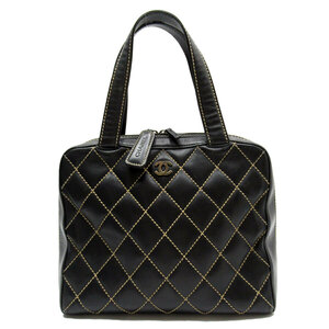 シャネル CHANEL ハンドバッグ ワイルドステッチ レザー ブラック w0167i