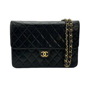 シャネル CHANEL ショルダーバッグ チェーンショルダーバッグ マトラッセ レザー/メタル ブラック/ゴールド z0674