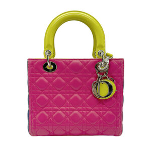 Кристиан Dior Christian Dior сумочка на плече сумка для плеча Lady Dior Кожаный розовый/зеленый желтый/синий Z0709