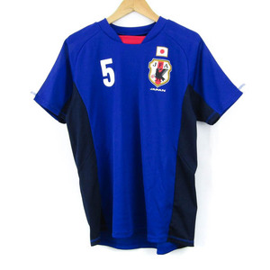 JFAオフィシャルグッズ 半袖Tシャツ サッカー 日本代表 長友佑都 ユニフォーム PO メンズ Sサイズ ブルー×ブラック JFA