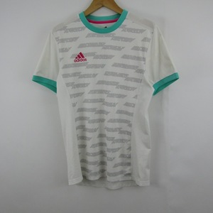 アディダス 半袖Tシャツ クライマクール メッシュ スポーツウエア PO レディース Mサイズ 白×グレー×緑 adidas