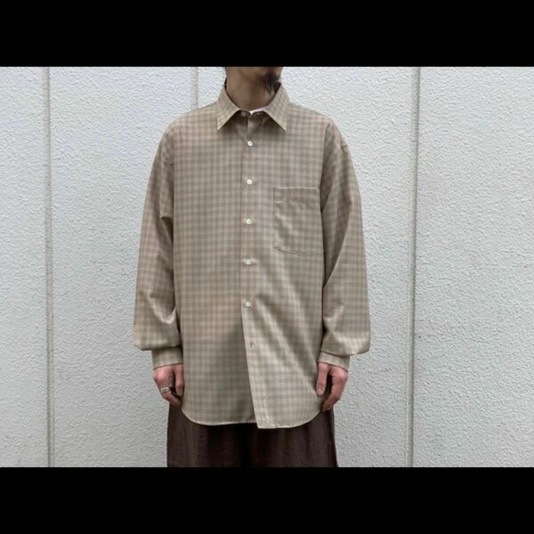 AURALEE SUPER LIGHT WOOL CHECK SHIRTS 