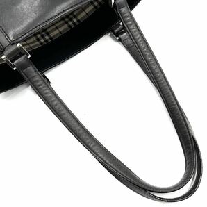 1円《 美品 》BURBERRY バーバリー ビジネス トートバッグ メンズ 自立 オールレザー 肩掛け PC収納◎ ロゴ型押し ノバチェック ブラックの画像7