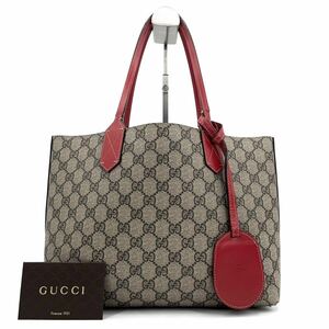 1円《 正規品・最高級 》GUCCI グッチ 2way リバーシブル トートバッグ GG スプリーム ロゴ 肩掛け A4 メンズ レディース レッド ベージュ