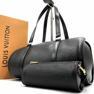 1円《 真贋済・極美品 》LOUIS VUITTON ルイヴィトン スフロ エピ ノワール M52222 ポーチ付き ブラック トートバッグ ハンドバッグ レザー