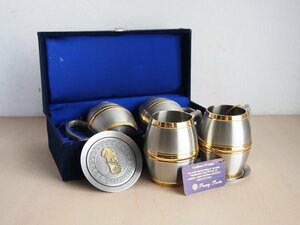 ペナンピューター ジョッキ4点＆コースター2点セット　PENANG PEWTER　97％　スズ　酒器　ビアマグカップ　マレーシア　シンガポール　G19