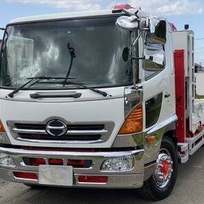 【I-0052】日野レンジャー H25年 FE7JLAA 増トン ハイジャッキ セルフローダー 6200kg 4段クレーンリモコン付 車検付 メッキパーツ 茨城県の画像1