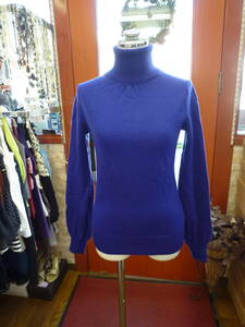 【0404-12】INDIVI インディヴィ　綺麗色ブルー　タートルセーター　サイズ38