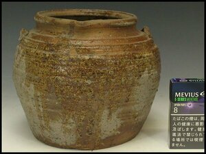 [ silver .] six old kiln Echizen . ear "hu" pot height 17cm old house warehouse .(AZ879)