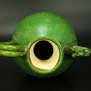 【銀閣】中国美術 緑釉 龍口 注瓶 高28cm 旧家蔵出(LC132)の画像4