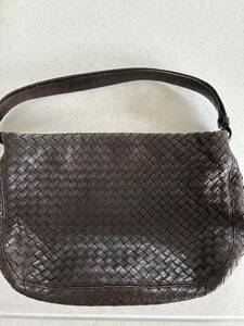 美品BOTTEGA VENETA ボッテガヴェネタ　ハンドバックショルダーバッグイントレチャート　ブラウン茶