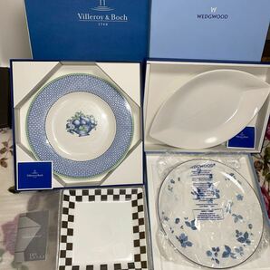 LN414a ジャンク 未使用 大皿プレートまとめ4点 ビレロイ&ボッホ villeroy&boch 1748 ウェッジウッドストロベリーブルー クーフ等洋食器 の画像1