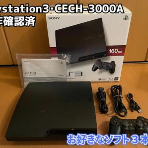 【動作確認済】PlayStation3 CECH-3000A 160GBモデル(お好きなソフト3本付き)