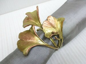 * 96677 napkin ring leaf ginkgo biloba box attaching Michael *mi show design unused width 8 × depth 5.5 × height 7.*