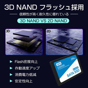 送料無料 新品未開封 複数個あり 256GB 内蔵SSD 2.5インチ 7mm SATAIII SPD 6Gb/s 520MB/s 3D NAND PS4検証済み エラー訂正 Q300SE-256GS3Dの画像6