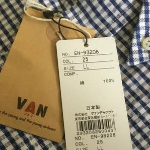 送料無料！デッドストックアイテム VAN JAC ヴァンヂャケット ギンガムチェック長袖BDシャツ アイビーモデル！希少なLLサイズ VAN JACKETの画像2