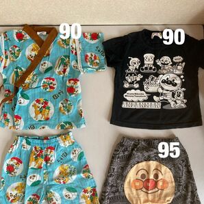 ベビーキッズ　アンパンマン＊半袖Tシャツ・ハーフパンツ　パンダ＊甚平　90・95サイズ　3点セットまとめ売り