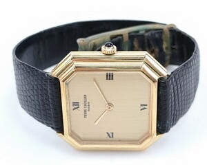 6L Pierre Louis e hand winding wristwatch square Rome figure face 2 hands watch Gold Junk Genve PIERRE LHUILLIER* antique 