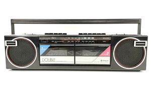 10 日立 TRK W103 ラジカセ TV FM AM ステレオ ダブル 黒 ジャンク 通電確認済 HITACHI◆カセット ラジオ オーディオ 機器 昭和 レトロ