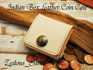  using ..!!BOX type leather coin case Indian Conti . hand made Himeji leather cow book@ cow leather unbleached cloth nme tongue 