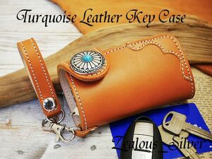  turquoise leather key case cow book@ cow leather smart key key holder attaching cow book@nme Camel 