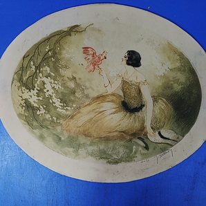 【真作】Jean Hardy ジャン・アルディ銅版画『仮題 鸚鵡と女』サイン入 限310 額装してください！の画像2