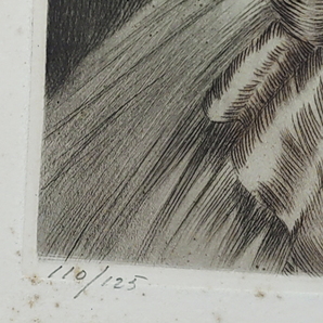 【真作】モーリス・ミリエール銅版画『仮題 ピアノを弾く女』限125 サイン入」名品ですがシミあり！ Maurice Milliere の画像4