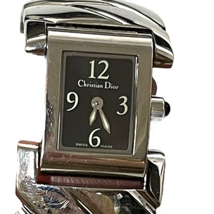 【中古品】Christian Dior クリスチャンディオール D72-100 文字盤ブラック クオーツ レディース腕時計 箱無し L4-85RD