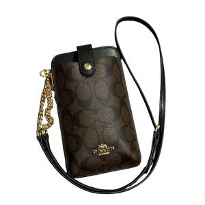 * secondhand goods *COACH Coach shoulder bag pochette Mini bag signature brown group lady's fashion E61393NA