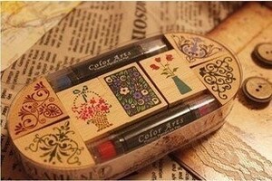 Art hand Auction Stamp Ink Set Stylish Pattern Handmade Handmade (Vase), stationery, signature stamp, stamp, stamp