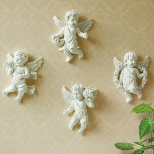  ornament objet d'art empty .. angel European antique manner 4 piece set ( white × white )