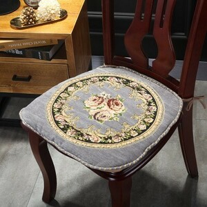  chair for zabuton European antique manner rose pattern thick 2 pieces set ( gray )