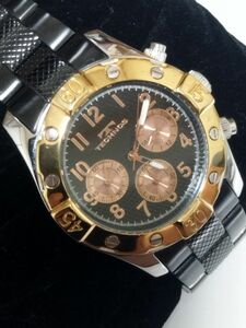 美品　テクノス 腕時計 TAM528 クロノグラフクオーツ ブラック メンズ TECHNOS　現状お渡し品　稼働品