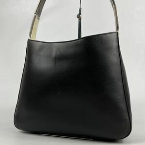 1円〜【入手困難品】 PRADA プラダ メタルハンドル ワンショルダー ショルダーバッグ オールレザー 型押し ロゴ ブラック 黒 ハンドバッグの画像1