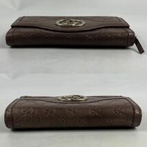 1円〜【入手困難品】 GUCCI グッチ 長財布 GG シマ　ブラウン メンズ レディース レザー インターロッキング メンズ ウォレット_画像5