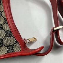 1円〜【入手困難品】 GUCCI グッチ アクセサリーポーチ ショルダーバッグ 肩掛け GG レッド 赤 トートバッグ キャンバス レザー 鞄_画像8