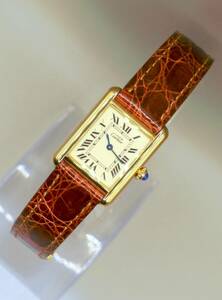 ☆時計 ☆Cartier (カルティエ)☆マストタンク IVO文字盤 レディース クオーツ 腕時計☆稼動品☆『VRW-108』