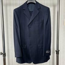 Gritti by Ermenegildo Zegna(エルメネジルド ゼニア)　濃紺シャドーヘリーボーン＋ピンストライプ　サイズ48（L）　ウール100%_画像1