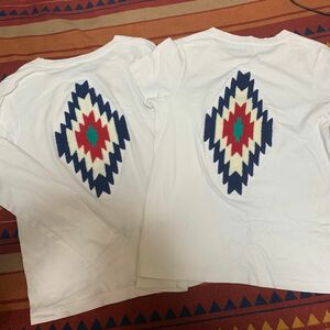 オルテガ刺繍デカワッペン　ロンTと半袖Tシャツ2枚セットサイズMネイティブ、ペンドルトン