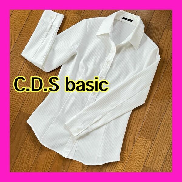 C.D.S BASIC　長袖 長袖 ホワイト シャツ 白 ブラウス スキッパー