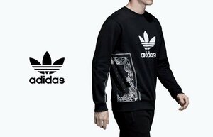 adidas Originals アディダスオリジナルス バンダナ クルーネック スウェット トレーナーO/スウェットシャツ/黒 ブラック/メンズ