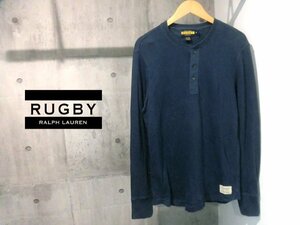 RUGBY/ラグビー/RALPH LAUREN ラルフローレン ヘンリーネック カットソー M/ヘンリーシャツ/長袖Tシャツ/ロンT/紺 ネイビー/メンズ