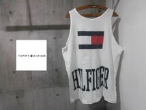 USA製 TOMMY HILFIGER トミー ヒルフィガー ビッグロゴ x フラッグプリント タンクトップ L/シャツ/白 ホワイト/メンズ/米国製 アメリカ製_画像1