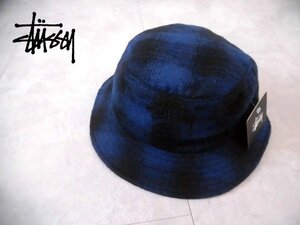 新品 STUSSY ステューシー HOMBRE PLAID BUCKET HAT ストックロゴ & SS-LINK シャネルロゴ刺繍 シャドーチェック バケットハット L XL/帽子