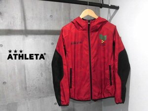 美品 ATHLETA アスレタ/CAFE DO BRASIL ウォームアップ ストレッチ ジップ パーカーM/フード付きジャケット/赤 レッド/サッカー フットサル