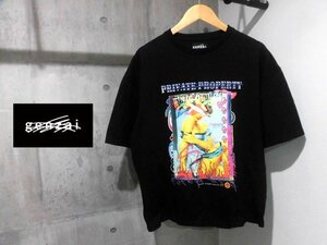 genzai/ゲンザイ/wet finger tee/オーバーサイズ グラフィックプリント Tシャツ/メンズMサイズ/黒 ブラック/ビッグシルエット/程度良好