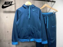 NIKE ナイキ THERMA-FIT ジップパーカー ジャージ セットアップ M/ウォームアップ 上下セット/メンズ/ブルー系_画像1