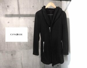 CIVARIZE シヴァーライズ/Long parka with belt ベルト付き コーティング スウェット ロング パーカー 44/黒 ブラック/メンズ/CV18-H02