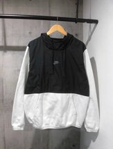 NIKE ナイキ Just Do It フレンチテリー 裏起毛 パーカー 2XL/ナイロン×スウェット プルオーバー フーディXXL/黒 白/メンズ/CU4102-014_画像3